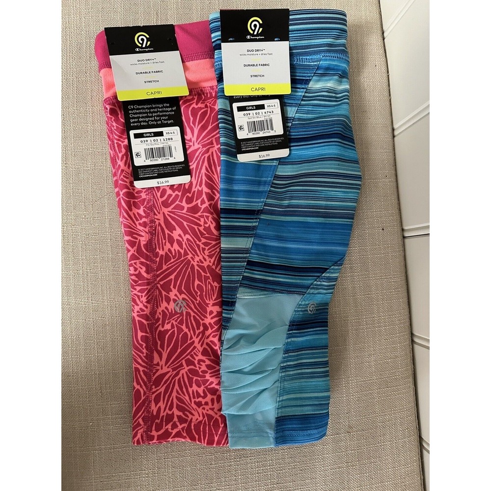 TWO - C9 By‎ Champion Duo Dry Girls Athletic Stretch Capri Sz XS (4-5) NWT!!